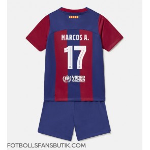 Barcelona Marcos Alonso #17 Replika Hemmatröja Barn 2023-24 Kortärmad (+ Korta byxor)